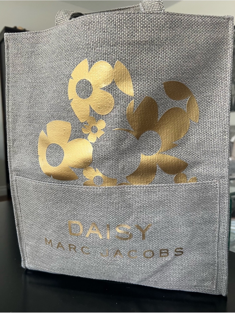 Marc Jacobs Gray Tote with Gold Daisy Print
